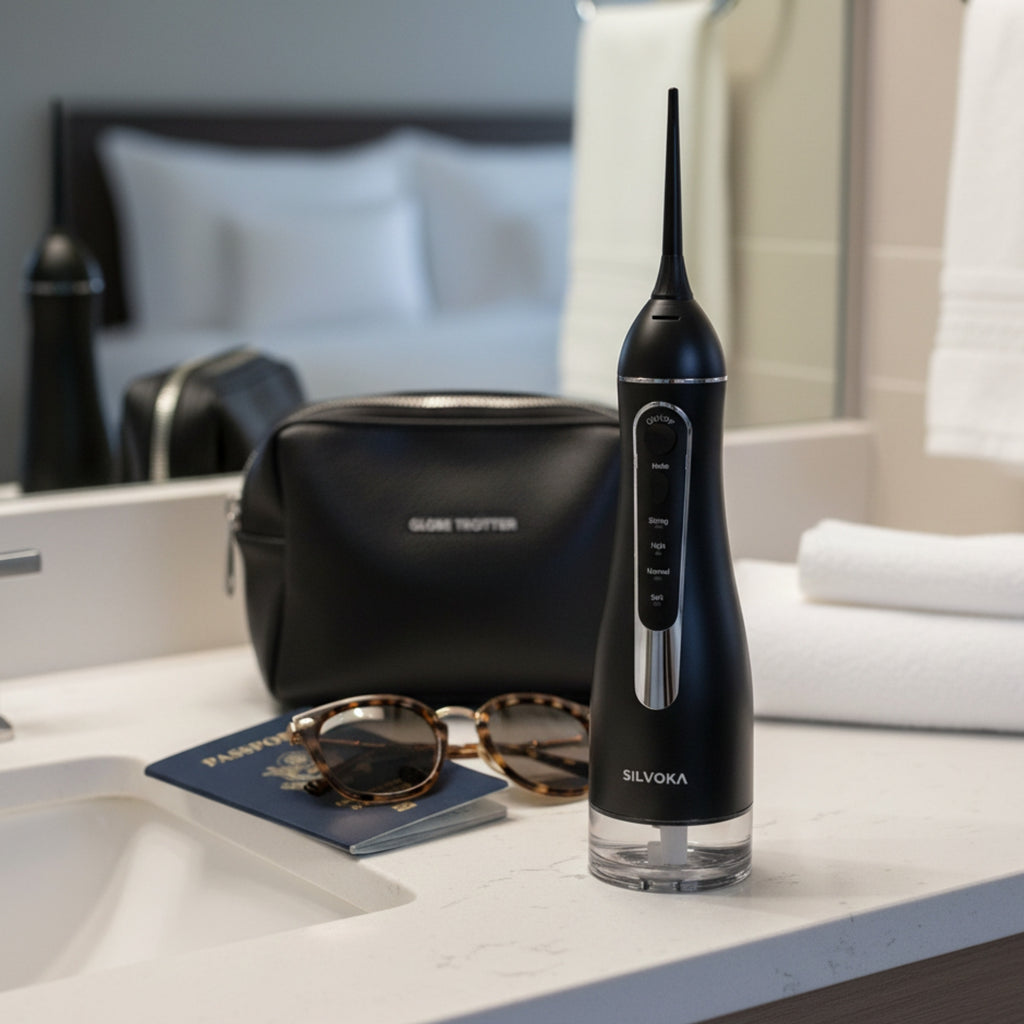 SILVOKA Water Flosser for Teeth, Cordless Oral Irrigator, Portable Dental Flosser with 300ML Tank, 4 Cleaning Modes, IPX7 Waterproof, Rechargeable Water Floss Pick for Braces, Gum Care & Travel